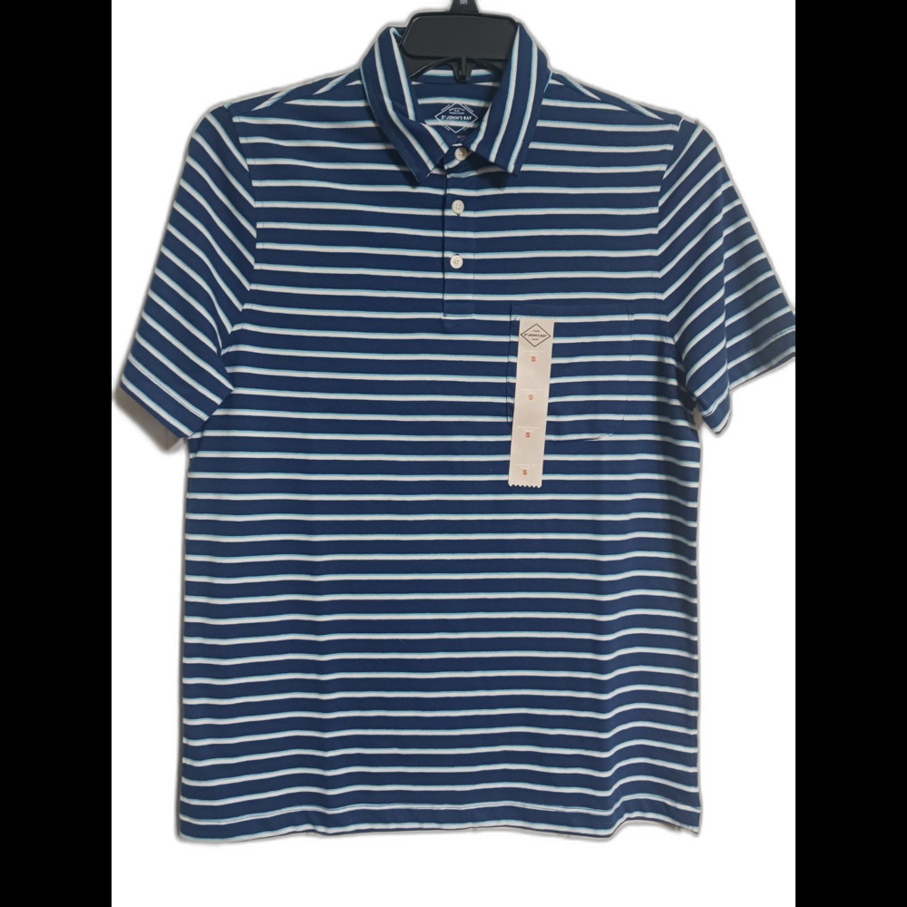 NWT Men's St. John's Bay Striped Jersey Polo Shirt Size S